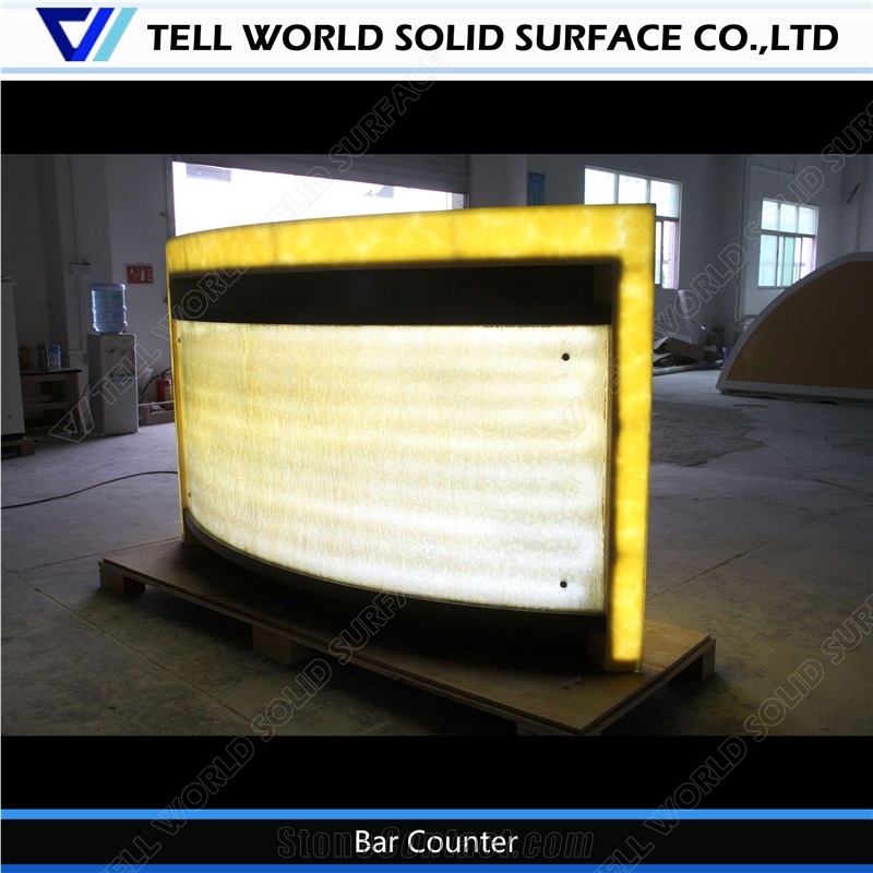 Classic Style Corian Bar Counter for Sale Led Illuminous Bar Counter