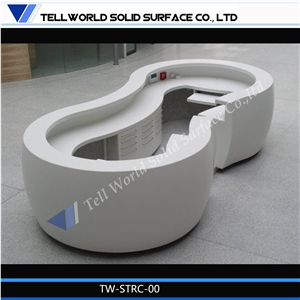 Customized Acrylic Solid Surface High Quality Lobby Curved Reception Desk by Tell World