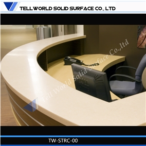 Customized Acrylic Solid Surface High Quality Lobby Curved Reception Desk by Tell World