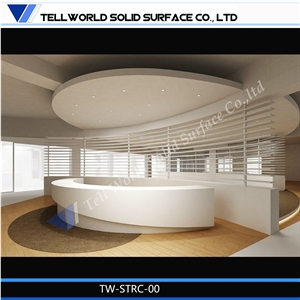 Customized Acrylic Solid Surface High Quality Lobby Curved Reception Desk by Tell World