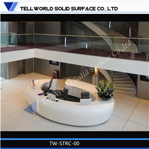 Customized Acrylic Solid Surface High Quality Lobby Curved Reception Desk by Tell World