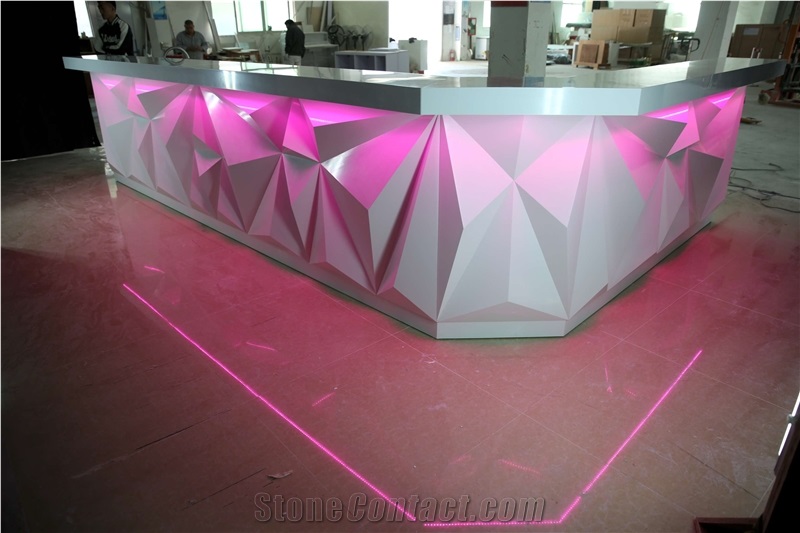New Diamond Design Bar Counter High Gloss Solid Surface Bar for Restaurant