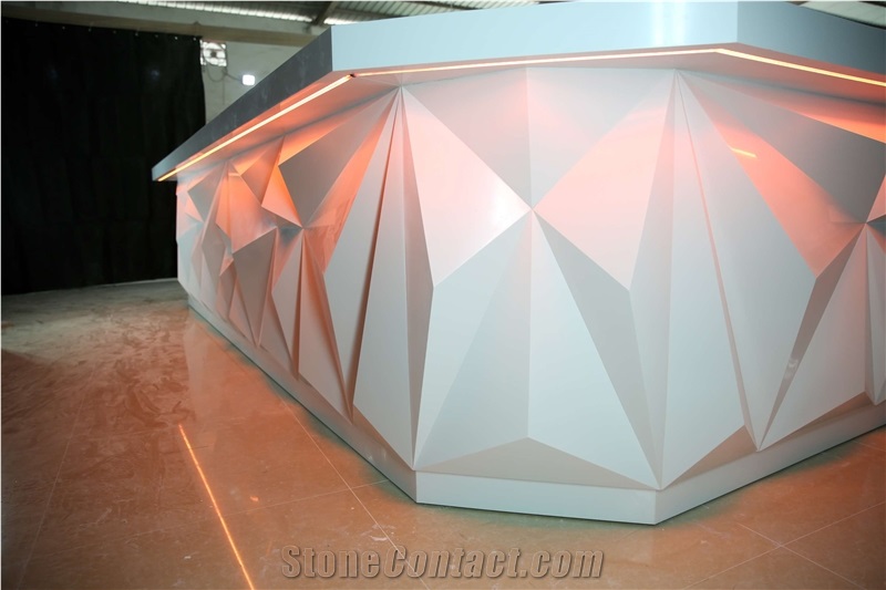 New Diamond Design Bar Counter High Gloss Solid Surface Bar for Restaurant