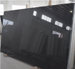 Crystal Black Sparkle Black Quartz Stone Worktop, Kitchen Countertop, Fireplace with Eased Edging Widely Used in Residential and Commercial Kitchen and Bath Applications
