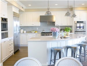 Polished Decorative White Artificial Quartz Stone Sheets for Tops, Discount Solid Surface Countertops with Wide Range Of Collections