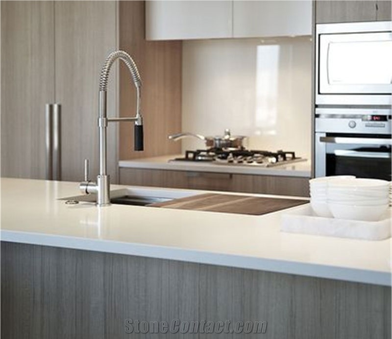 Polished Decorative White Artificial Quartz Stone Sheets for Tops, Discount Solid Surface Countertops with Wide Range Of Collections
