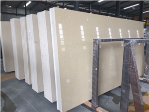 Sparkle Yellow Quartz Stone Countertop,Crystallized Glass Artificial Quartz Stone Top with Bevel Edges and Customized Edges Available Resistant to Heat, Stain and Scratch