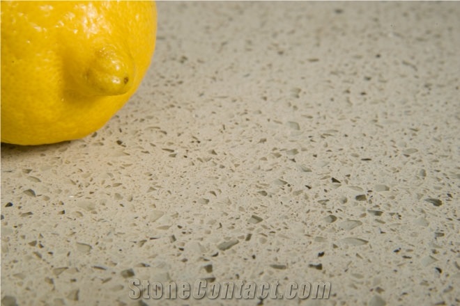 Sparkle Yellow Quartz Stone Countertop,Crystallized Glass Artificial Quartz Stone Top with Bevel Edges and Customized Edges Available Resistant to Heat, Stain and Scratch