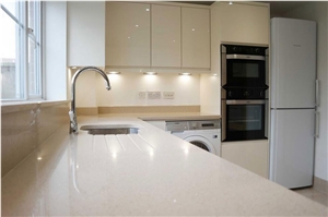 Sparkle Yellow Quartz Stone Countertop,Crystallized Glass Artificial Quartz Stone Top with Bevel Edges and Customized Edges Available Resistant to Heat, Stain and Scratch