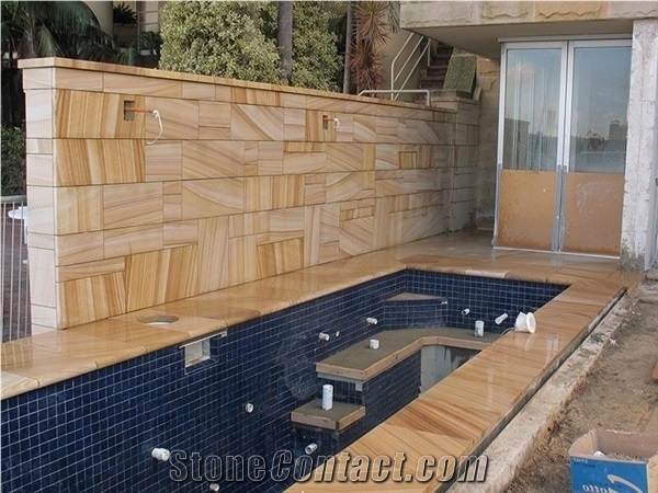 Australian Wood Sandstone Big Slabs&Tiles, Australia Yellow Sandstone Wall&Floor Covering Tiles, Yellow Sanstone Pool Copping Tiles, Beige Sandstone Borders&Skirtings