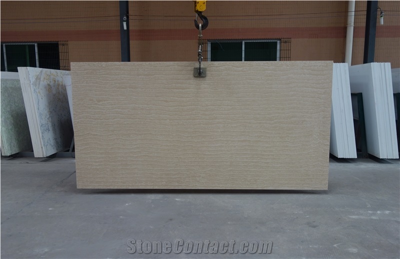 China Man-Made Beige Wood Grain Quartz Stone Slabs