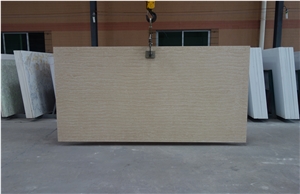 China Man-Made Beige Wood Grain Quartz Stone Slabs