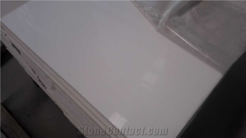 Polished Cut to Size Pure White Quartz Floor Tiles