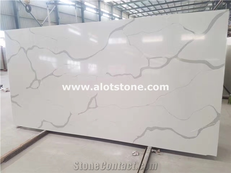 Artificial Calacatta Pearl Quartz Slab,Eternal Calacatta White Quartz Stone Slab,