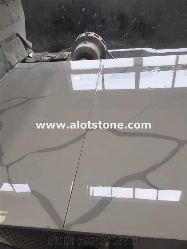 Artificial Calacatta Pearl Quartz Slab,Eternal Calacatta White Quartz Stone Slab,