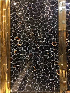 Black Semi Precious Stone Panels,Black Agate Slab