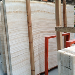 White Serpeggiante Onyx Slabs, White Straight Vein Onyx Light Ivory Onyx