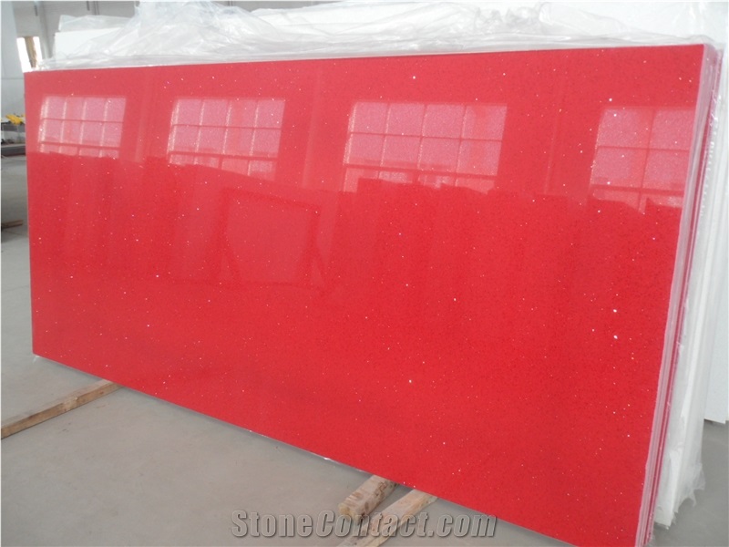 Hot Sale Red Starry Quartz Stone Slabs,Beautiful Quartz,Quartz Stone Tops,Artificial Stone Slabs,Red Diamond Quartz Stone Slabs Tiles
