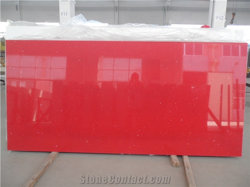 Hot Sale Red Starry Quartz Stone Slabs,Beautiful Quartz,Quartz Stone Tops,Artificial Stone Slabs,Red Diamond Quartz Stone Slabs Tiles