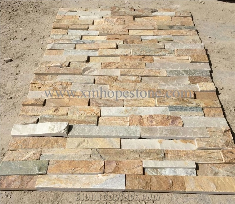 Yellow Cultured Slate for Wall, Stone Feature Wall, Ledge Stone