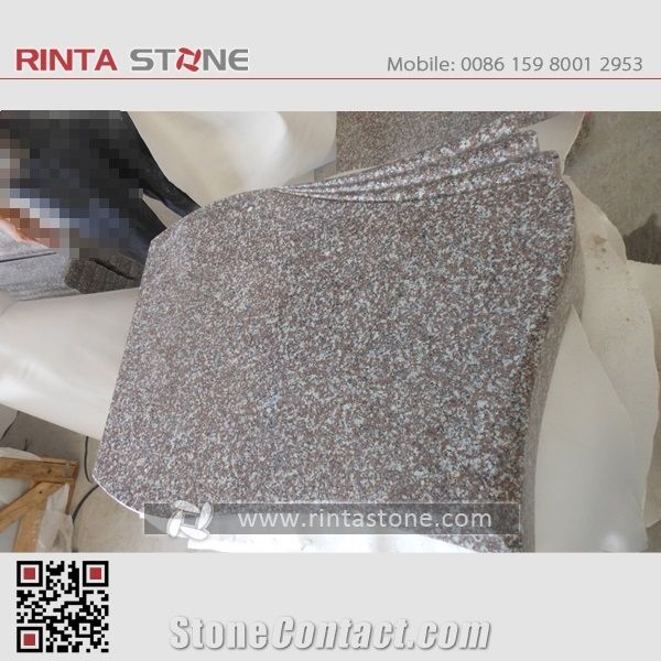 G664 Monuments Tombstone Headstone Cherry Brown Granite Gravestone Western Style Monument Double Monuments Upright Monuments Cross Style Tombstones Custom Headstone Luoyuan Red Granite Engraved Tombst