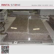 G664 Monuments Tombstone Headstone Cherry Brown Granite Gravestone Western Style Monument Double Monuments Upright Monuments Cross Style Tombstones Custom Headstone Luoyuan Red Granite Engraved Tombst
