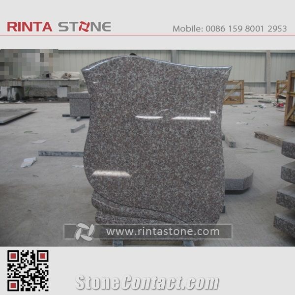 G664 Monuments Tombstone Headstone Cherry Brown Granite Gravestone Western Style Monument Double Monuments Upright Monuments Cross Style Tombstones Custom Headstone Luoyuan Red Granite Engraved Tombst