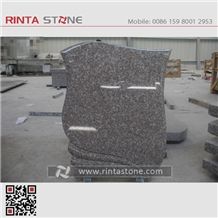 G664 Monuments Tombstone Headstone Cherry Brown Granite Gravestone Western Style Monument Double Monuments Upright Monuments Cross Style Tombstones Custom Headstone Luoyuan Red Granite Engraved Tombst
