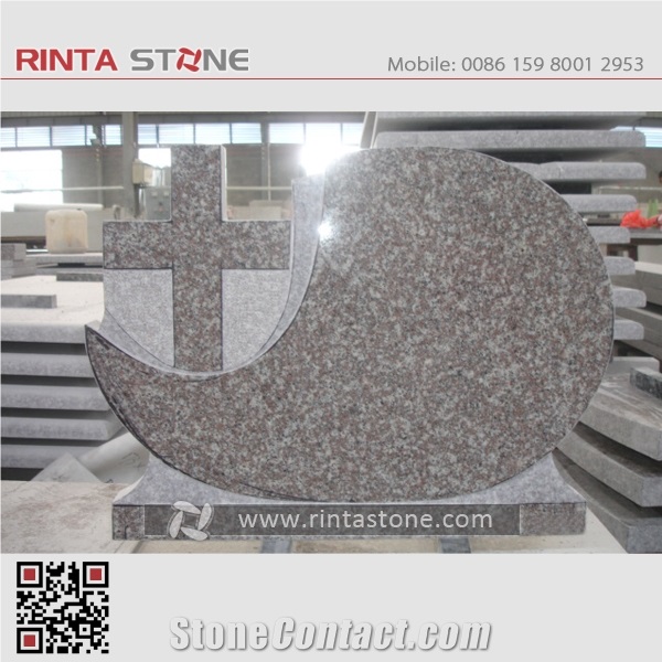 G664 Monuments Tombstone Headstone Cherry Brown Granite Gravestone Western Style Monument Upright Monuments Cross Style Tombstones Custom Headstone Luoyuan Red Granite Engraved Tombstone