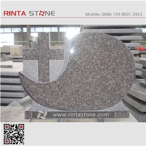 G664 Monuments Tombstone Headstone Cherry Brown Granite Gravestone Western Style Monument Upright Monuments Cross Style Tombstones Custom Headstone Luoyuan Red Granite Engraved Tombstone