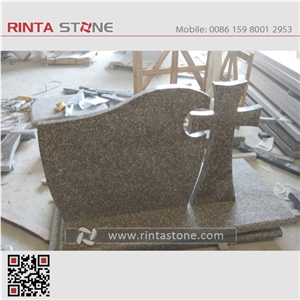 G664 Monuments Tombstone Headstone Cherry Brown Granite Gravestone Western Style Monument Upright Monuments Cross Style Tombstones Custom Headstone Luoyuan Red Granite Engraved Tombstone