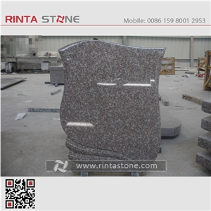 G664 Monuments Tombstone Headstone Cherry Brown Granite Gravestone Western Style Monument Upright Monuments Cross Style Tombstones Custom Headstone Luoyuan Red Granite Engraved Tombstone