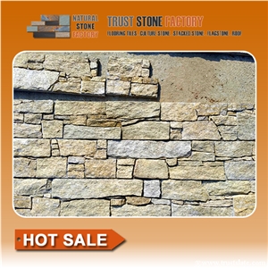 Beige Exteria Stacked Stone,Quartzite Stacked Stone Fireplace, Stone Wall Panels from China