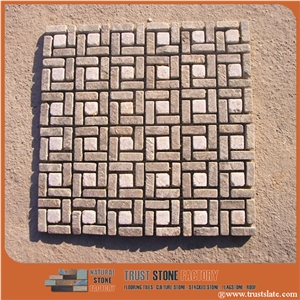 Beige Split Face Quartzite Mosaic,Stone Mosaic Pattern,Mosaic Flooring,Mosaic Wall Tiles,Bathroom&Kitchen&Hotel Decoration,Swimming Pool Mosaic,Elevator Mosaic