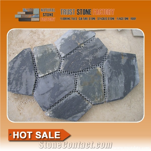 Black Crazy Paving / Black Slate Paving on Mesh /Blue Slate Net Paste / Grey Random Flag Stone / Black Flagstone