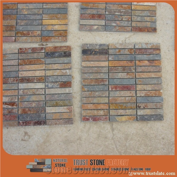 Brown Copper Quartzite Mosaic Tiles,Natural Stone Mosaic,Wall Mosiac Tiles,Bathroom&Kitchen&Hotel Decoration,Kitchen Mosaic, Elevator Mosaic,Wall Mosiac,Swimming Pool Mosaic,Cultured Stone