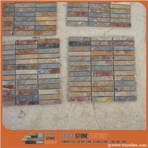 Brown Copper Quartzite Mosaic Tiles,Natural Stone Mosaic,Wall Mosiac Tiles,Bathroom&Kitchen&Hotel Decoration,Kitchen Mosaic, Elevator Mosaic,Wall Mosiac,Swimming Pool Mosaic,Cultured Stone