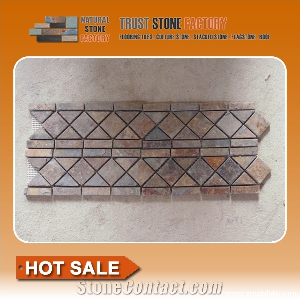 Brown Mosaic Tiles,Rusrty Mosaic Border Line,China Composited Mosaic Tiles for Wall & Floor Covering