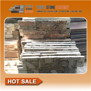 Brown Natural Stone Retaining Wall,Quartzite Dry Stone Wall House,Exteria Stone Rock Wall