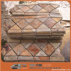 Brown Quartzite Mosaic Border Line,Wall Mosaic,Floor Mosaic,Interior Decoration,Customized Mosaic Tile,Mosaic Tile for Bathroom&Kitchen&Hotel Decoration