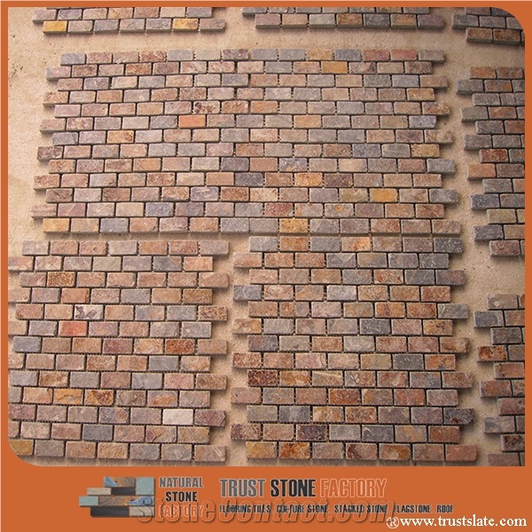 Brown Quartzite Mosaic Tile,Square Stone Mosaic,Wall Mosiac,Garden & Balcony Mosaic,Kitchen Mosaic, Elevator Mosaic,Swimming Pool Mosaic,Cultured Stone