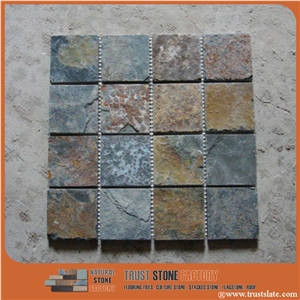 Brown Quartzite Mosaic Tile,Square Stone Mosaic,Wall Mosiac,Garden & Balcony Mosaic,Kitchen Mosaic, Elevator Mosaic,Swimming Pool Mosaic,Cultured Stone