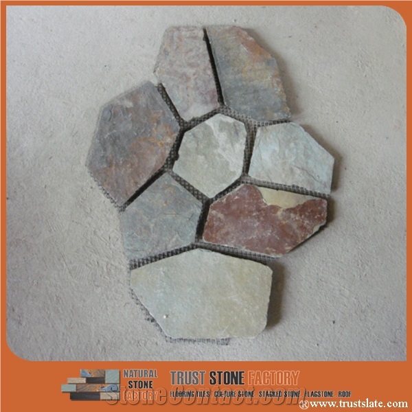 Brown Quartzite Random Flagstone Wall, Ruwsty Irregular Flagstone Cladding, Grey Random Flagstone Wall Paver, Irregular Flagstone Courtyard Wall