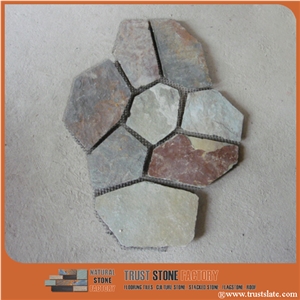 Brown Quartzite Random Flagstone Wall, Ruwsty Irregular Flagstone Cladding, Grey Random Flagstone Wall Paver, Irregular Flagstone Courtyard Wall