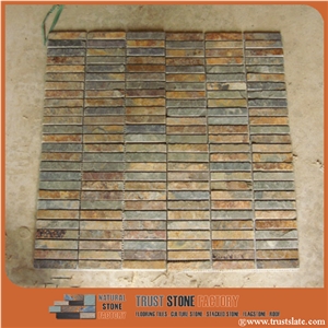 Brown Rusty Copper Quartzite Mosaic Tile,Wall Mosiac,Garden&Balcony Mosaic,Kitchen Mosaic,Elevator Mosaic,Wall Mosiac,Swimming Pool Mosaic,Cultured Stone