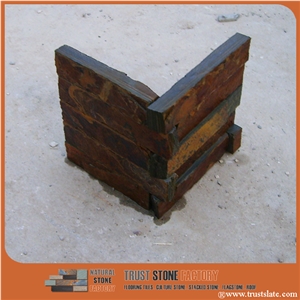 Brown Slate Corner Cultured Stone Panel,Wall Cladding Panel,Ledge Stone,Veneer,Stacked Stone Wall Veneer Corner