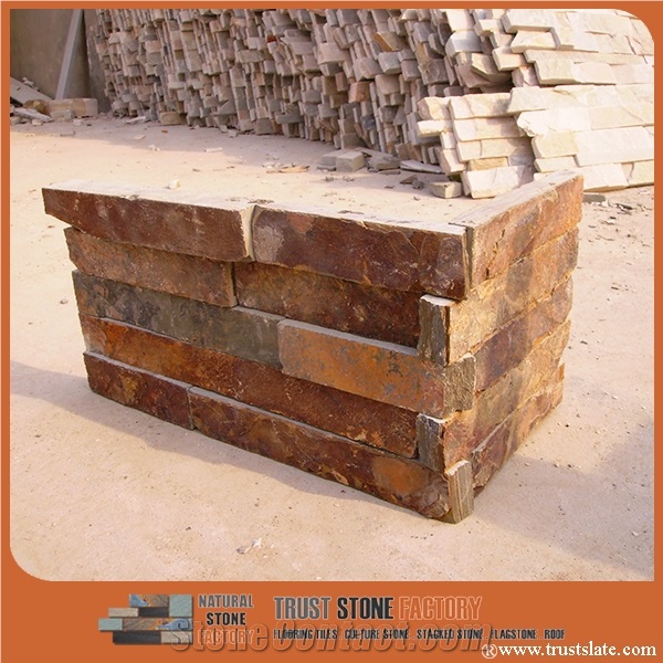 Brown Slate Cultured Stone Veneer Ledge Stone Walling Panel, Culture Stone Slate Veneer,Ledge Stone Corner