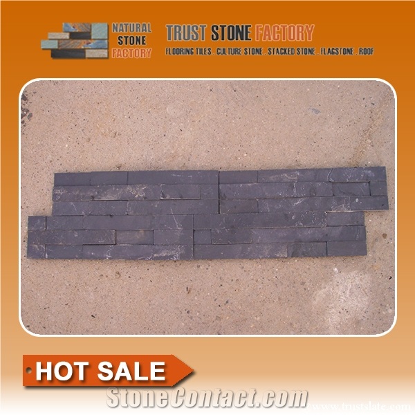 Cheap China Black Slate Cultured Stone for Wall Cladding Decor, Ledge/Loose Stone Feature Wall, Natural Building Stone Wall Decoration, Thin Stone Veneer