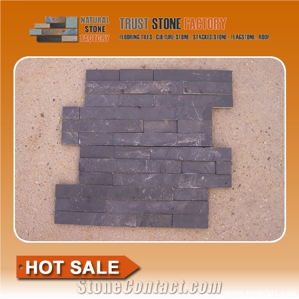 Cheap China Black Slate Cultured Stone for Wall Cladding Decor, Ledge/Loose Stone Feature Wall, Natural Building Stone Wall Decoration, Thin Stone Veneer