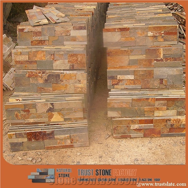 Cheap China Popular Rusty Brown Slate Cultured Stone for Wall Cladding Decor, Loose/Corner/Ledge Stone/Fieldstone for Garden, House Exterior Decoration, Quarry Owner